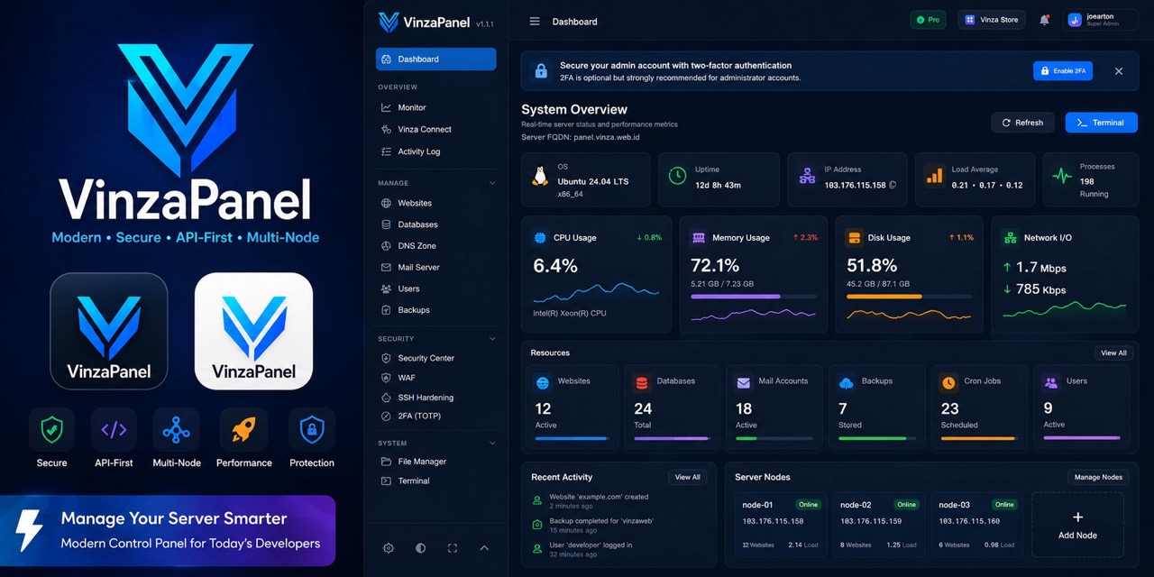 VinzaPanel vs cPanel, AAPanel, dan CyberPanel: Mana Panel Kontrol Server yang Tepat untuk Anda?