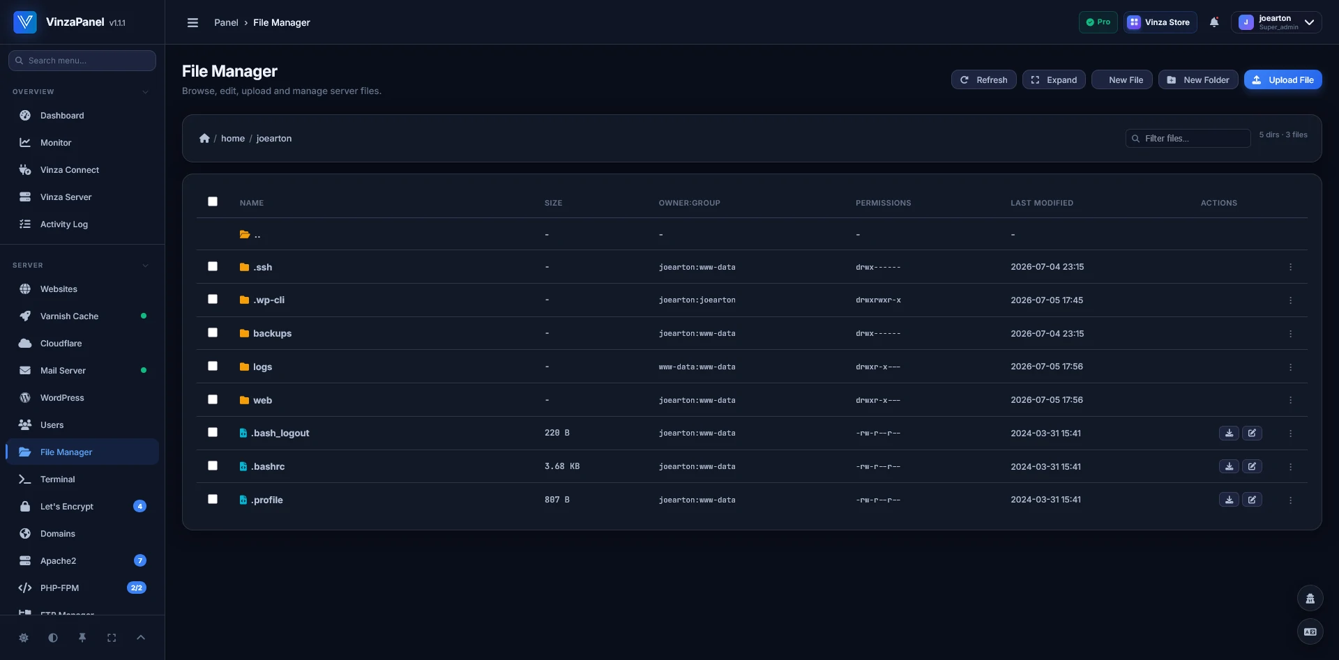 VinzaPanel — File Manager