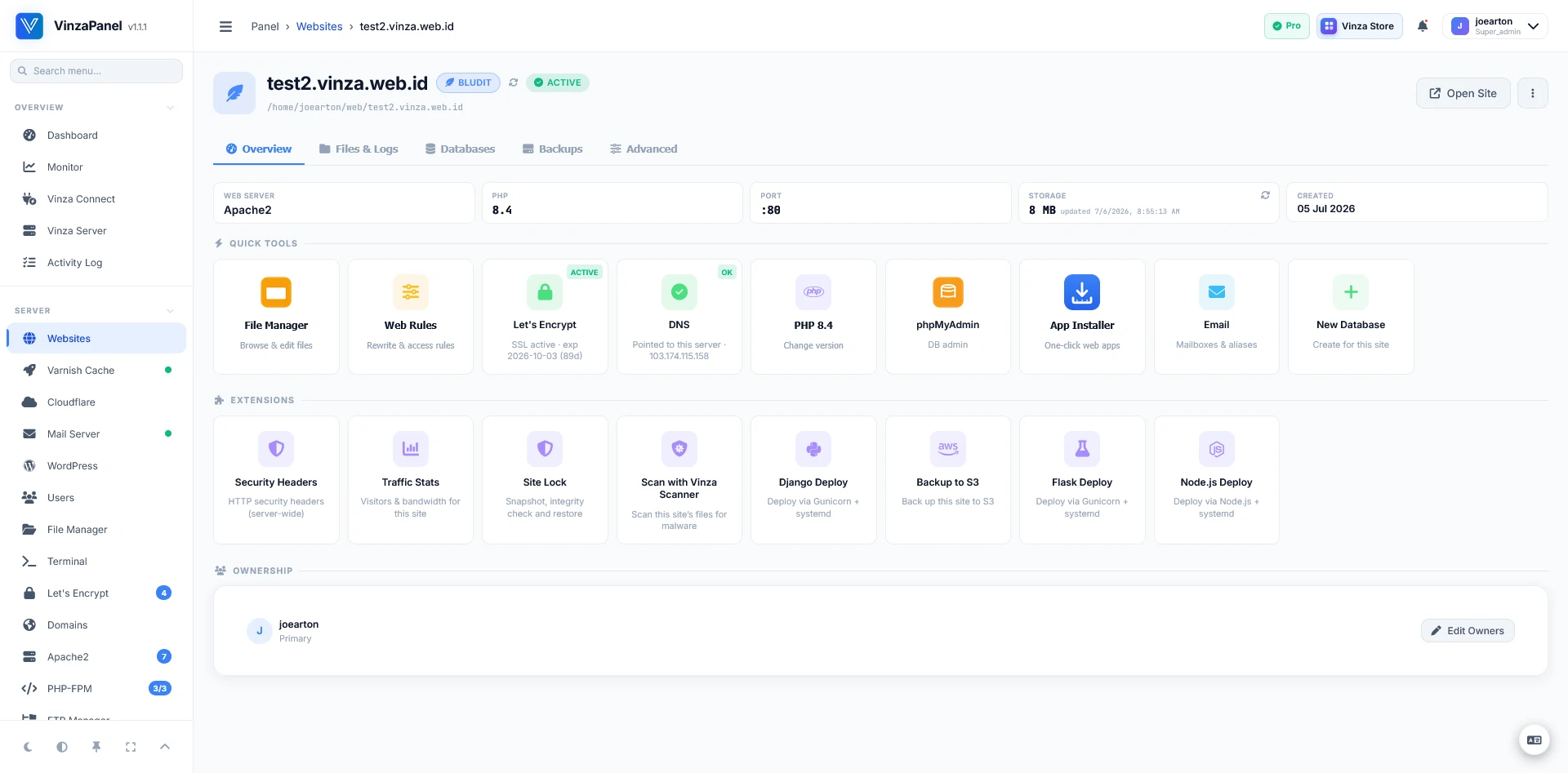 VinzaPanel — Live Website