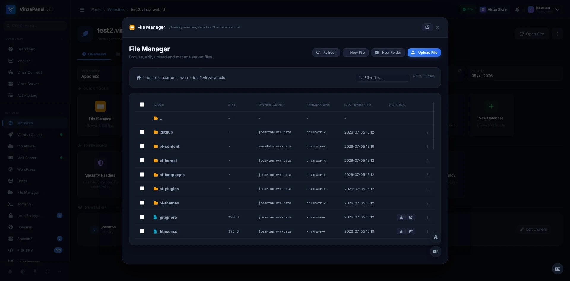 VinzaPanel — Website File Manager